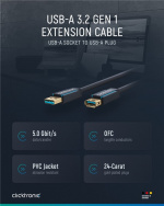 ClickTronic Förlängningskabel USB-A Premiumkabel | USB A hane USB A hona | 3,0 m | 5 Gbit/s ClickTronic Förlängningskabel USB-A Premiumkabel | USB A hane USB A hona | 3,0 m | 5 Gbit/s