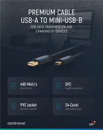 ClickTronic Adapterkabel från USB A till USB Mini B 2.0 Premiumkabel | USB A-kontakt USB mini B-kontakt | 1,8 m | 480 Mbit/s