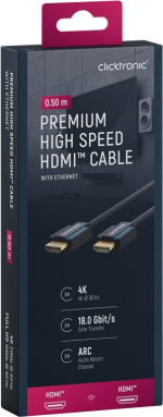 ClickTronic Premium Højhastigheds HDMI™-kabel med Ethernet Premium-kabel | 1x HDMI™-stik 1x HDMI™-stik | 0,5 m | UHD 4K @ 60 Hz ClickTronic Premium Højhastigheds HDMI™-kabel med Ethernet Premium-kabel | 1x HDMI™-stik 1x HDMI™-stik | 0,5 m | UHD 4K @ 60 Hz