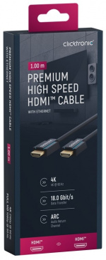 ClickTronic Premium Højhastigheds HDMI™-kabel med Ethernet Premium-kabel | 1x HDMI™-stik 1x HDMI™-stik | 1,0 m | UHD 4K @ 60 Hz