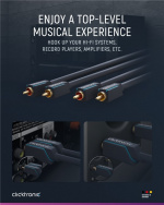 ClickTronic RCA-kabel, stereo Premiumkabel | 2x RCA plugg 2x RCA plugg | 2,0 m | OFC innerledare