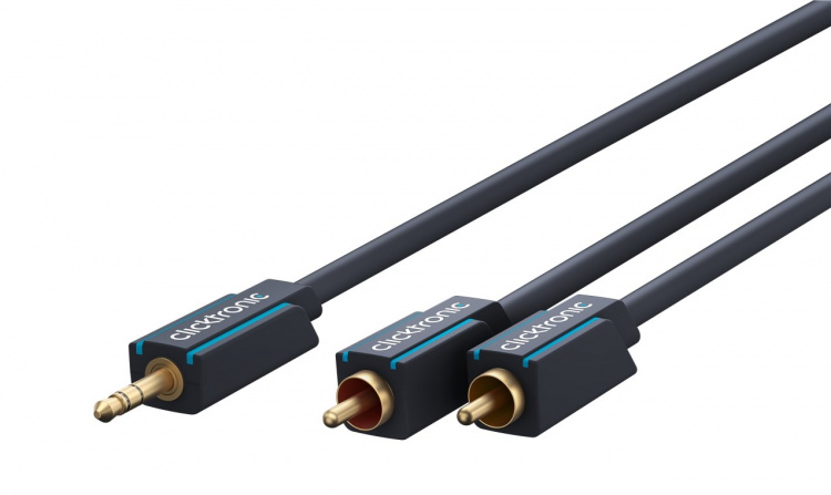 ClickTronic 3,5 mm AUX till RCA-adapterkabel, stereo Premiumkabel | 1x 3,5 mm jackkontakt 2x cinchkontakt | 2,0 m | OFC innerledare ClickTronic 3,5 mm AUX till RCA-adapterkabel, stereo Premiumkabel | 1x 3,5 mm jackkontakt 2x cinchkontakt | 2,0 m | OFC innerledare
