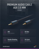 ClickTronic 3,5 mm AUX-kabel, stereo Premiumkabel | 1x 3,5 mm jackplugg 1x 3,5 mm jackplugg | 1,0 m | OFC innerledare