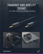 ClickTronic 3,5 mm AUX-kabel, stereo Premiumkabel | 1x 3,5 mm jackplugg 1x 3,5 mm jackplugg | 3,0 m | OFC innerledare