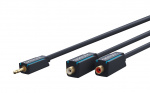 ClickTronic 3,5 mm AUX till RCA-adapterkabel, stereo Premiumkabel | 2x cinchjack 1x 3,5 mm jackplugg | 0,1 m | OFC innerledare
