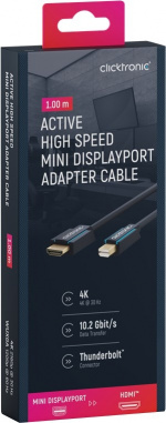 ClickTronic Aktivt mini DisplayPort™ til HDMI™-adapterkabel premium-kabel | 1x mini DisplayPort™-stik >> 1x HDMI™-stik | 1,0 m | UHD 4K @ 30 Hz