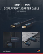 ClickTronic Aktivt mini DisplayPort™ til HDMI™-adapterkabel premium-kabel | 1x mini DisplayPort™-stik >> 1x HDMI™-stik | 1,0 m | UHD 4K @ 30 Hz