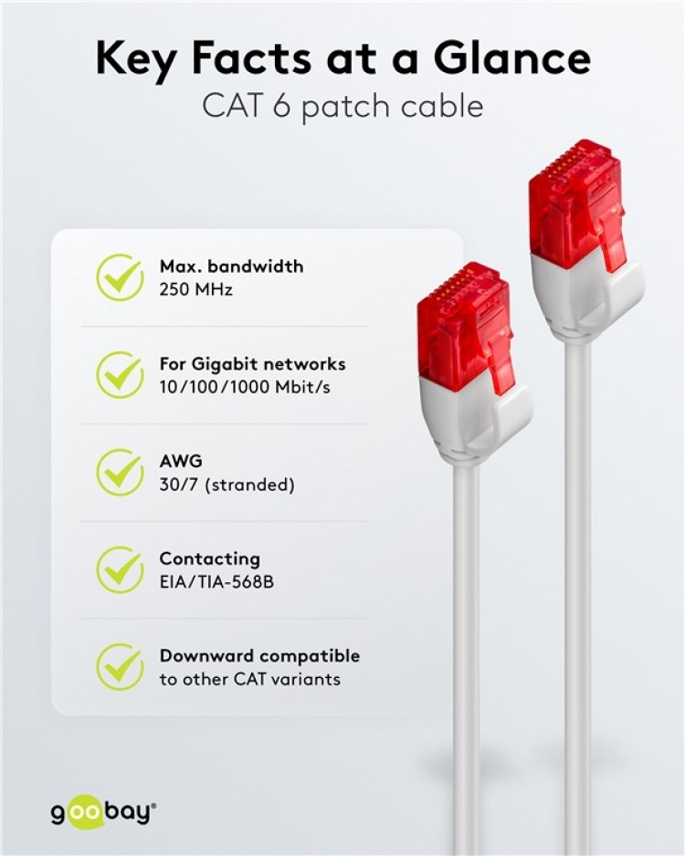 Goobay Slim netværkskabel CAT 6, U/UTP, grå kobberleder (CU), 7.5 m Goobay Slim netværkskabel CAT 6, U/UTP, grå kobberleder (CU), 7.5 m