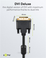 Goobay DVI-D Full HD-kabel Dual Link, forgyldt DVI-D-stik dual link (24 + 1 ben) > DVI-D-stik dual link (24 + 1 ben), 15 m