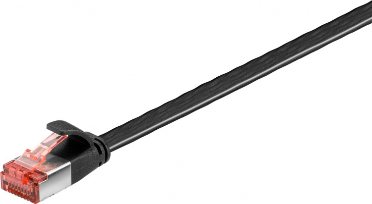 Goobay Flad netværkskabel CAT 6, U/FTP, sort kobberleder (CU), 1 m