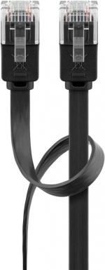 Goobay CAT 6 flad netværkskabel, U/UTP, sort kobberleder (CU), 10 m