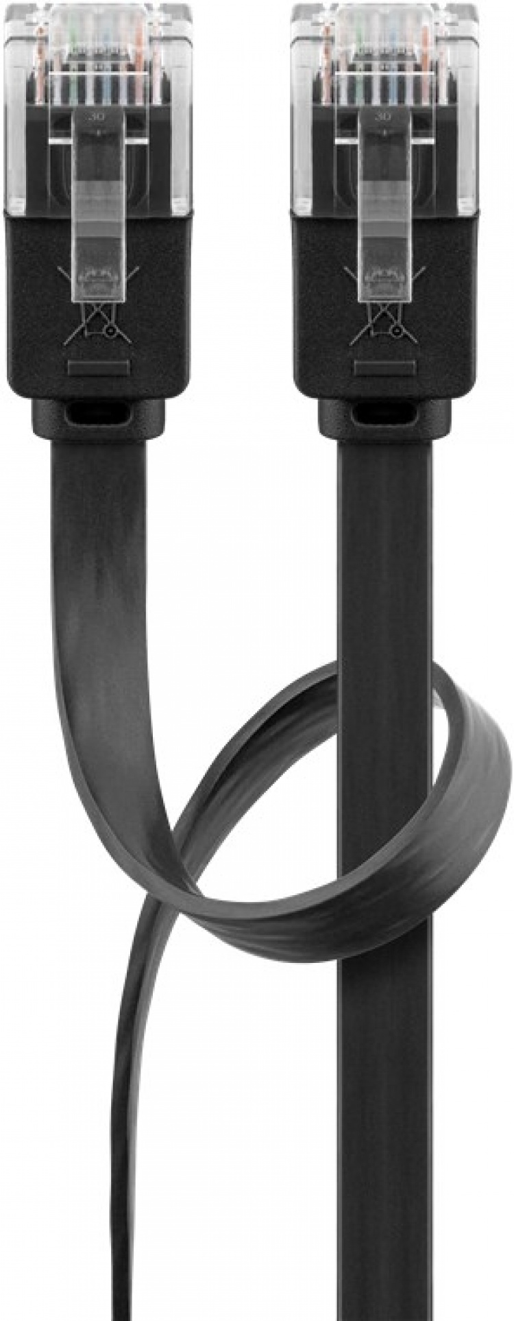 Goobay CAT 6 flad netværkskabel, U/UTP, sort kobberleder (CU), 10 m