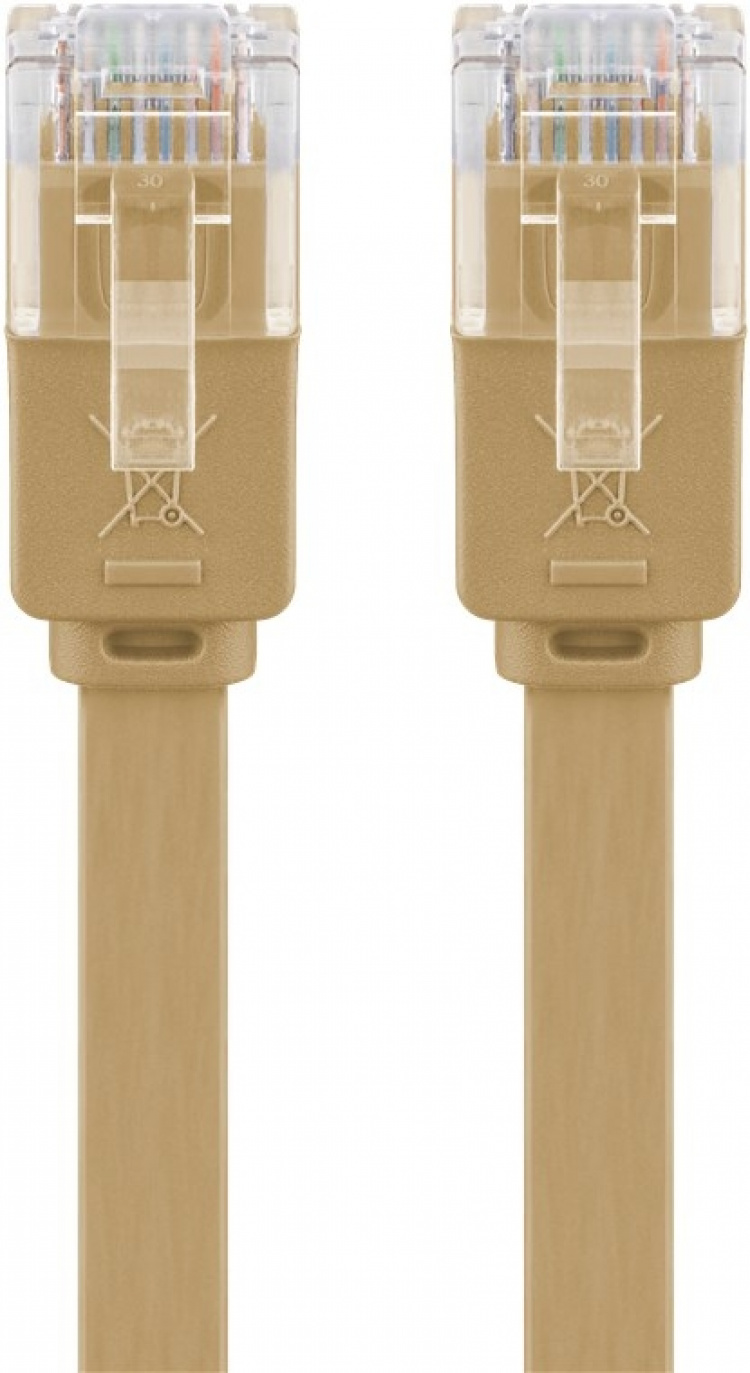 Goobay CAT 6 flad netværkskabel, U/UTP, lysebrun kobberleder (CU), 1 m