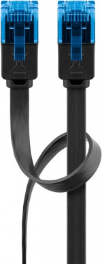 Goobay Flad netværkskabel CAT 6A, U/UTP, sort kobberleder (CU), 1 m