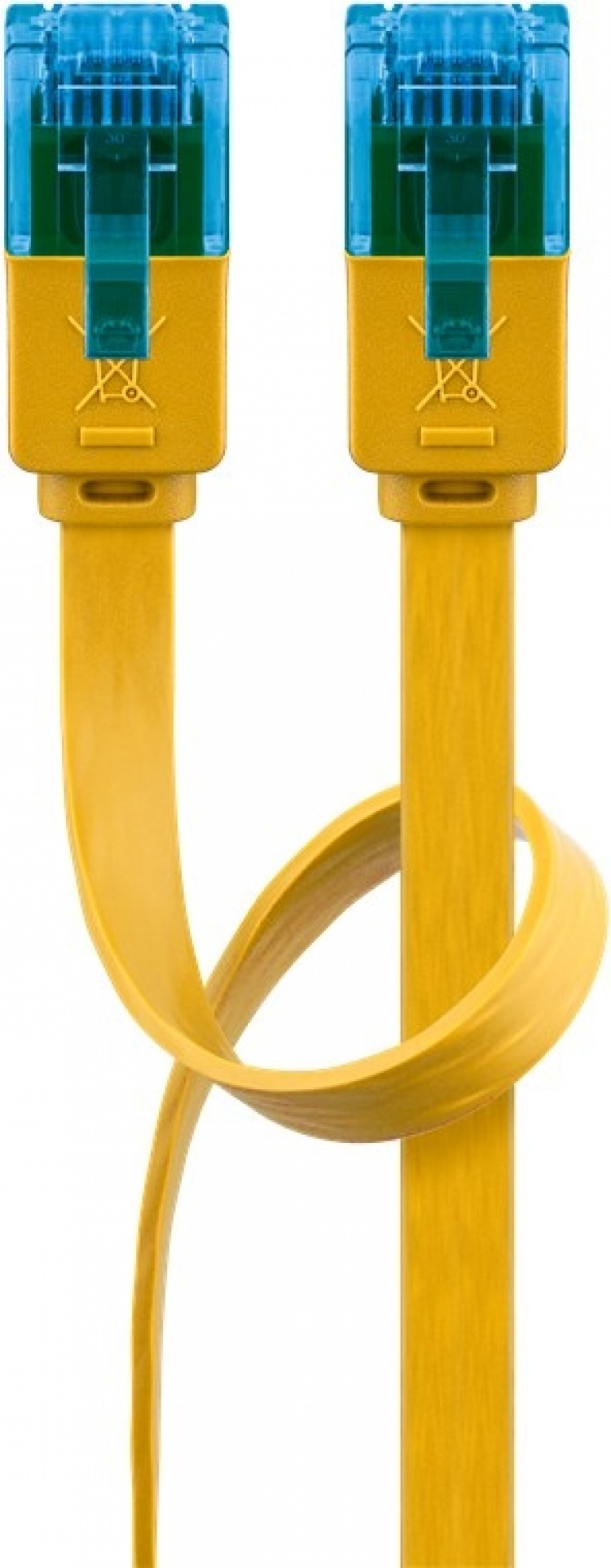 Goobay Flad netværkskabel CAT 6A, U/UTP, gul kobberleder (CU), 2 m