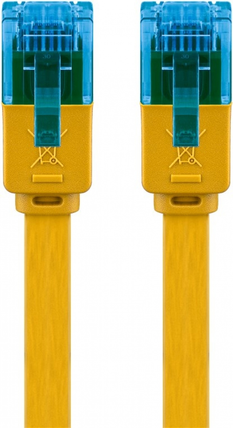 Goobay Flad netværkskabel CAT 6A, U/UTP, gul kobberleder (CU), 2 m