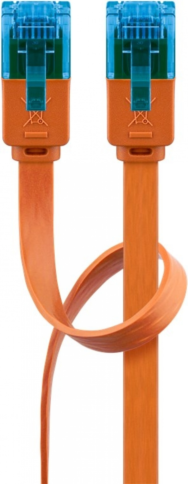 Goobay Flad netværkskabel CAT 6A, U/UTP, orange kobberleder (CU), 2 m