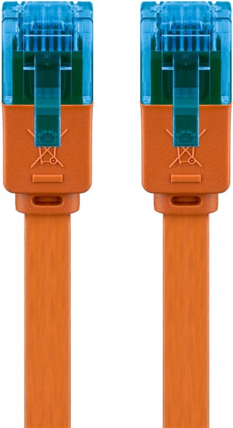 Goobay Flad netværkskabel CAT 6A, U/UTP, orange kobberleder (CU), 2 m