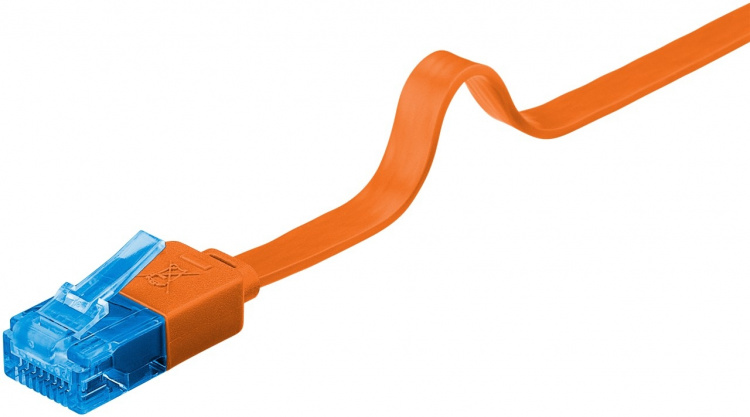 Goobay Flad netværkskabel CAT 6A, U/UTP, orange kobberleder (CU), 2 m