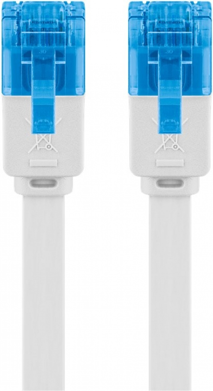 Goobay Flad netværkskabel CAT 6A, U/UTP, hvid kobberleder (CU), 2 m