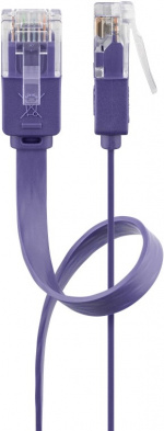 Goobay CAT 6 flad netværkskabel, U/UTP, violet kobberleder (CU), 2 m