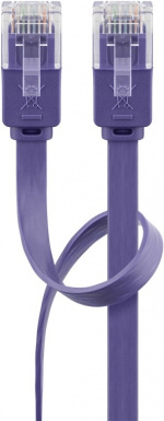 Goobay CAT 6 flad netværkskabel, U/UTP, violet kobberleder (CU), 2 m