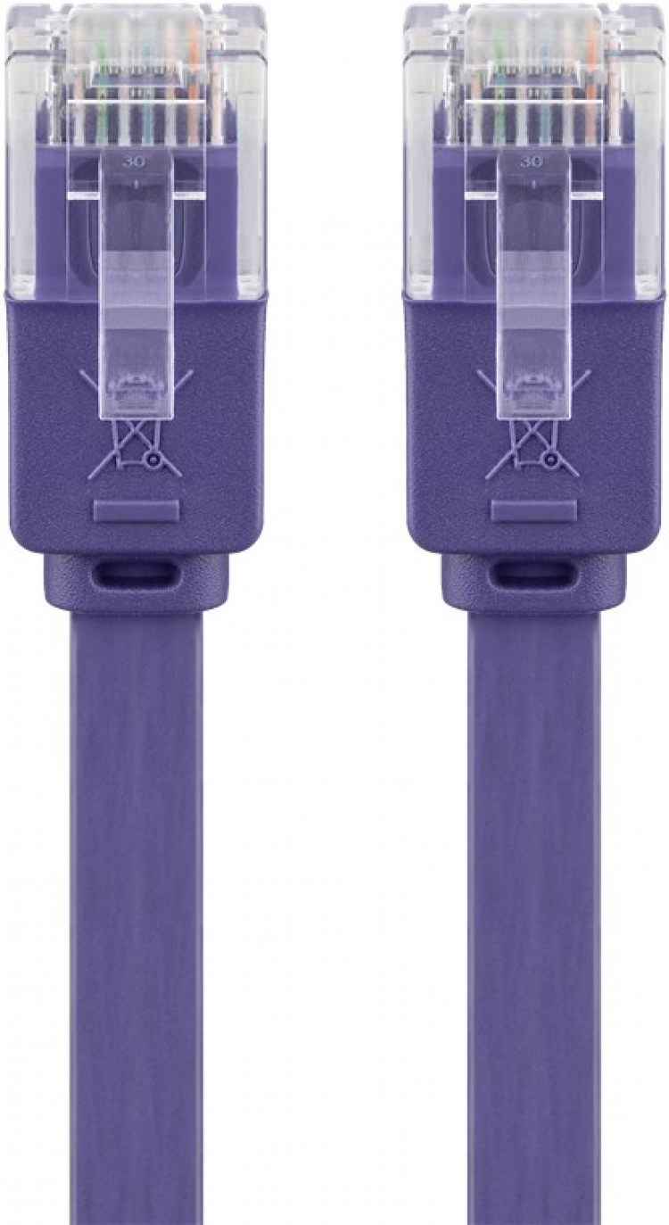 Goobay CAT 6 flad netværkskabel, U/UTP, violet kobberleder (CU), 2 m