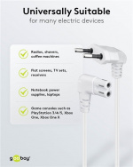 Goobay Tilslutningskabel Euro-stik vinklet i begge ender, 1,5 m, hvid Euro-stik (type C, CEE 7/16) > hunstik C7