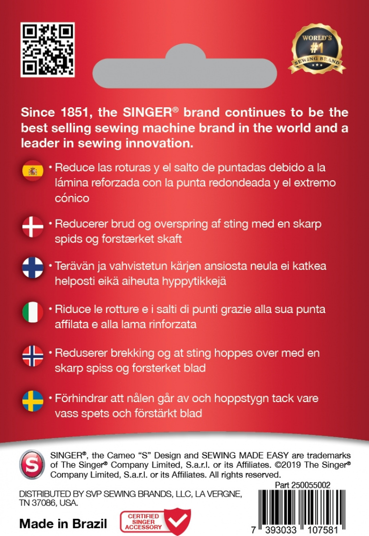 Singer koko 90/110 -farkkuneula, 5 kpl