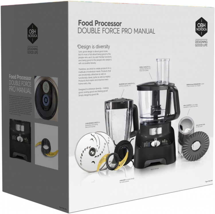 OBH Nordica Double Force Pro Manual -monitoimikone, musta