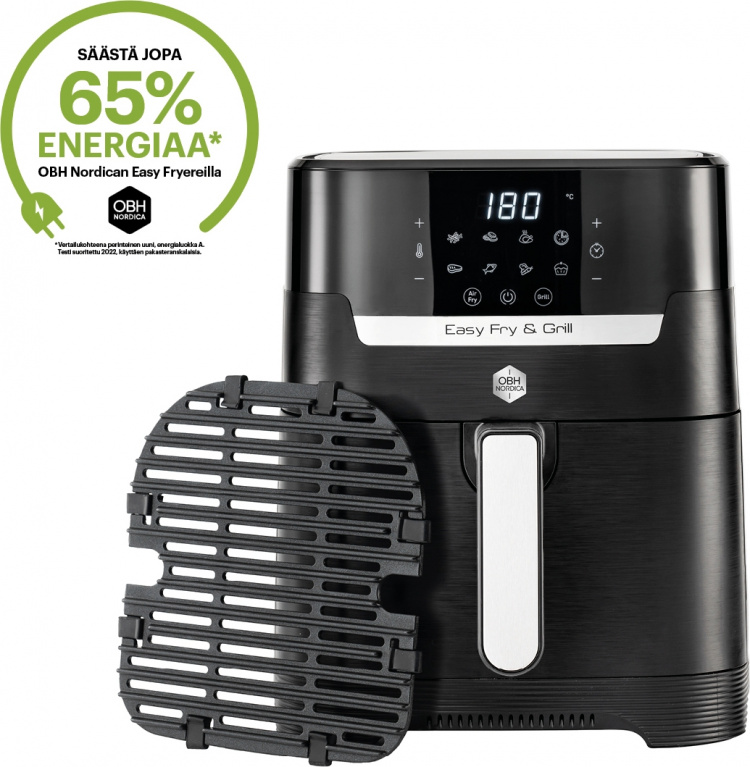 OBH Nordica Easy Fry & Grill Precision Airfryer med grillfunktion, Svart