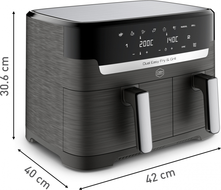 OBH Nordica Dual Easy Fry & Grill -airfryer, 8,3 l