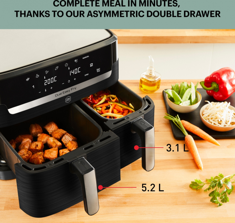 OBH Nordica Dual Easy Fry & Grill -airfryer, 8,3 l