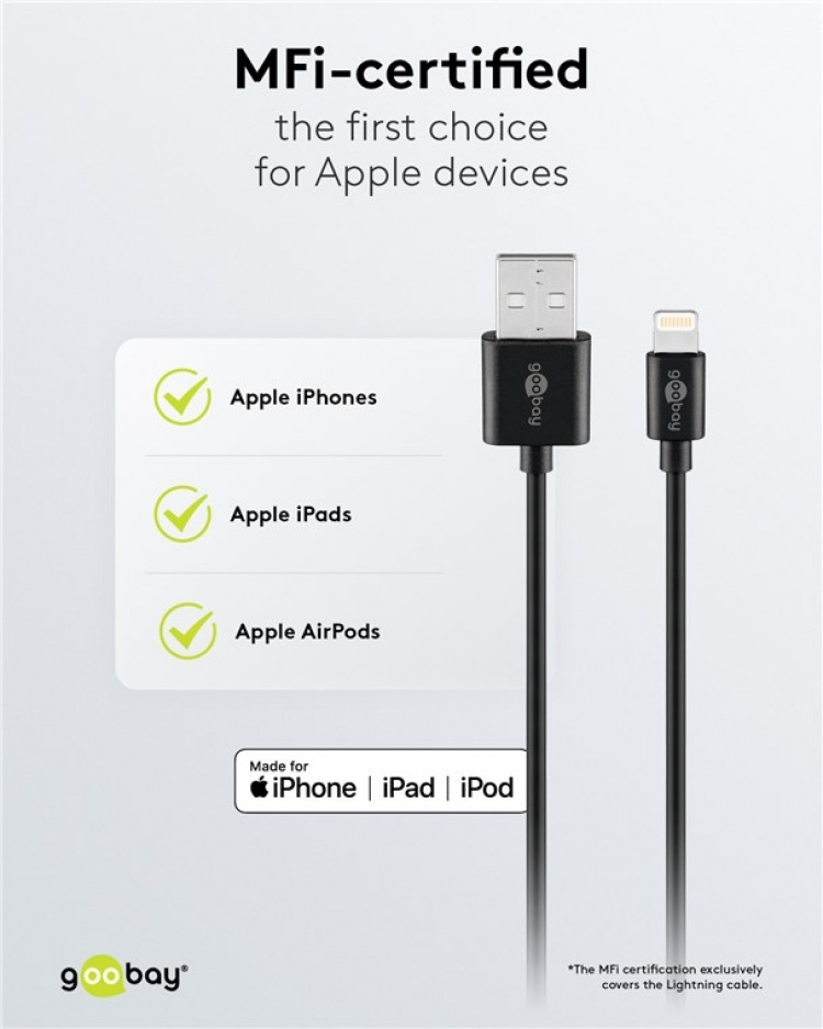 Goobay Apple Lightning laddningssats (5 W) Strömförsörjning med Apple Lightning-kabel 1 m (svart) Goobay Apple Lightning laddningssats (5 W) Strömförsörjning med Apple Lightning-kabel 1 m (svart)