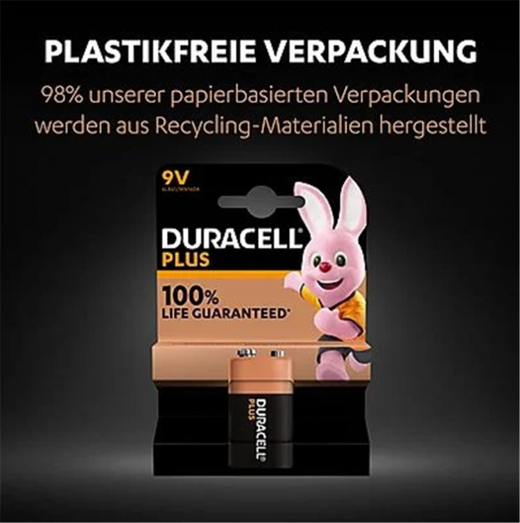 Duracell 6LR61/6LP3146/9 V Block (MN1604) batteri, 1 st. blister alkaliskt manganbatteri, 9 V