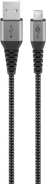 Goobay Micro-USB till USB-A textilkabel med metallkontakter 1 m elegant och extra robust anslutningskabel för enheter med Micro-USB-anslutning Goobay Micro-USB till USB-A textilkabel med metallkontakter 1 m elegant och extra robust anslutningskabel för enheter med Micro-USB-anslutning