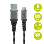 Goobay Micro-USB till USB-A textilkabel med metallkontakter 1 m elegant och extra robust anslutningskabel för enheter med Micro-USB-anslutning Goobay Micro-USB till USB-A textilkabel med metallkontakter 1 m elegant och extra robust anslutningskabel för enheter med Micro-USB-anslutning