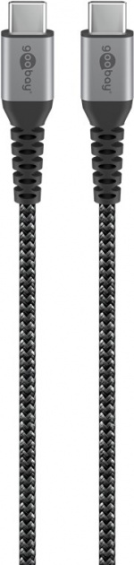 Goobay USB-C™-till-USB-C™-textilkabel med metallkontakter 1 m elegant och extra robust anslutningskabel för enheter med USB-C™-port Goobay USB-C™-till-USB-C™-textilkabel med metallkontakter 1 m elegant och extra robust anslutningskabel för enheter med USB-C™-port