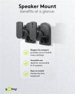 Goobay Högtalarfästning universal universalhögtalarhållare för väggmontering, (svängbart och lutat) för högtalare upp till max. 3,5 kg, svart