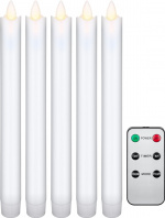 Goobay Set med 5 vita LED riktiga vax stav ljus, inkl. fjärrkontroll Vacker och säker belysningslösning för många områden som hus och loggia, kontor eller skolor Goobay Set med 5 vita LED riktiga vax stav ljus, inkl. fjärrkontroll Vacker och säker belysningslösning för många områden som hus och loggia, kontor eller skolor
