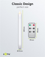 Goobay Set med 5 vita LED riktiga vax stav ljus, inkl. fjärrkontroll Vacker och säker belysningslösning för många områden som hus och loggia, kontor eller skolor Goobay Set med 5 vita LED riktiga vax stav ljus, inkl. fjärrkontroll Vacker och säker belysningslösning för många områden som hus och loggia, kontor eller skolor