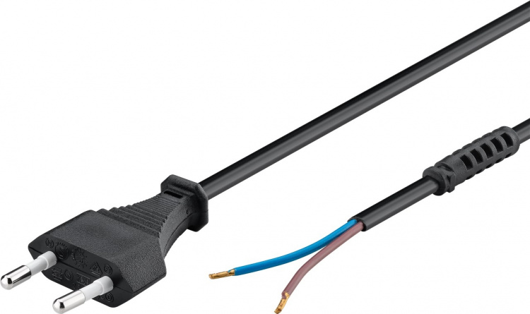 Goobay Kabel med euro-kontakt för montering, 1,5 m, svart Euro-kontakt (typ C, CEE 7/16) > lösa kabeländar