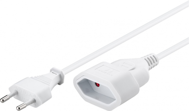 Goobay Förlängningskabel Europlug, 2 m, vit Europlug (typ C, CEE 7/16) > Europeiskt uttag Goobay Förlängningskabel Europlug, 2 m, vit Europlug (typ C, CEE 7/16) > Europeiskt uttag