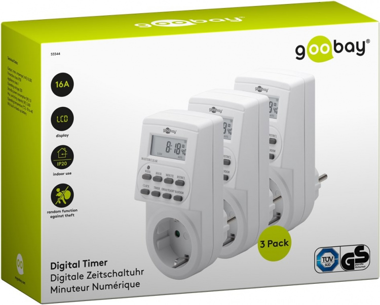 Goobay Set med 3, digital timer Lättanvänd digital timer