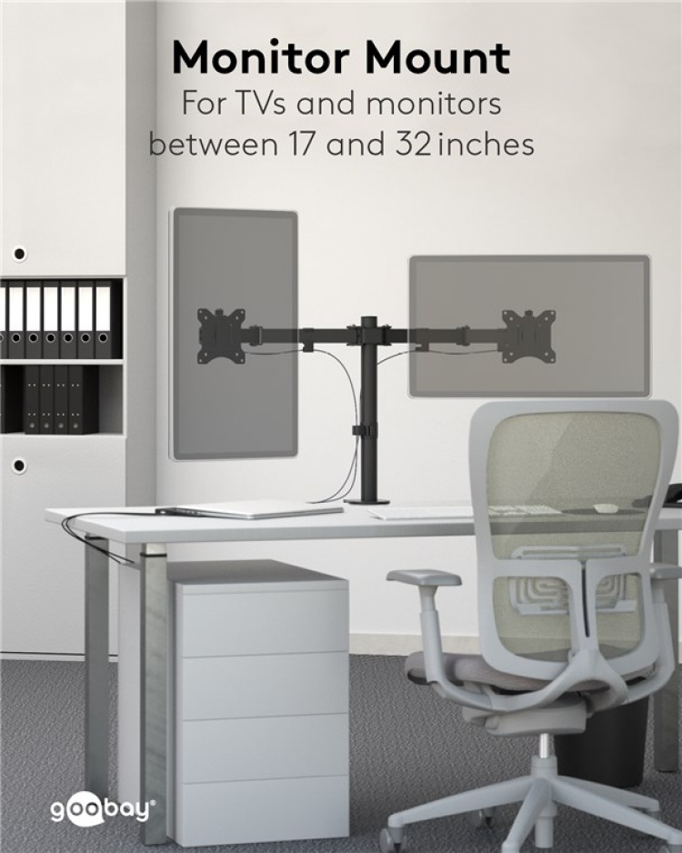 Goobay Dubbel bildskärmsfäste Flex för bildskärmar mellan 17 och 32 tum (43-81 cm) Goobay Dubbel bildskärmsfäste Flex för bildskärmar mellan 17 och 32 tum (43-81 cm)