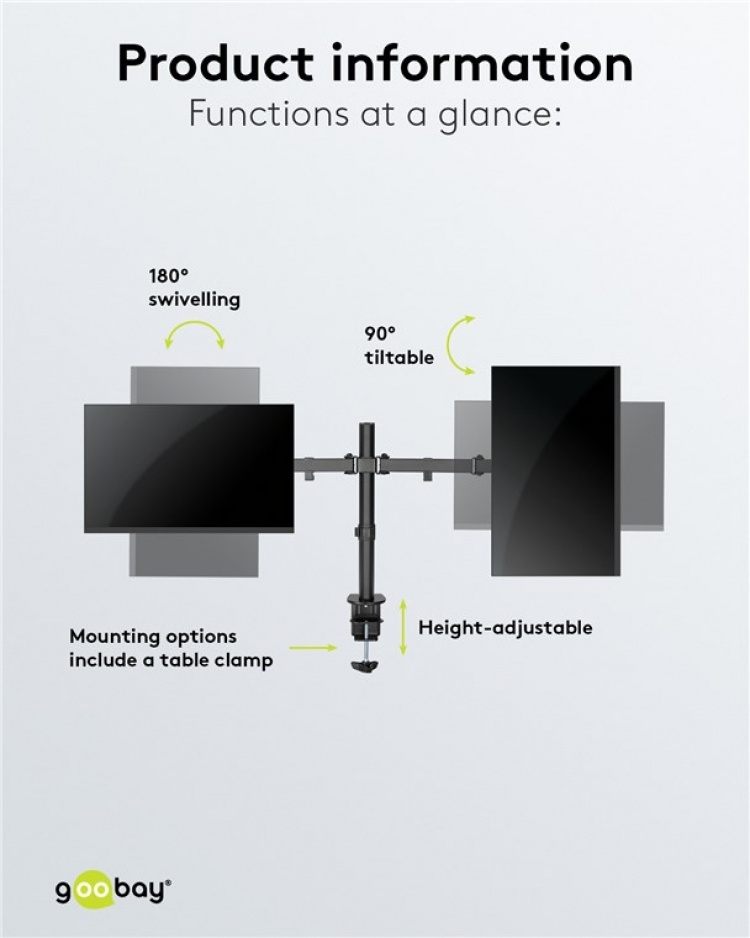 Goobay Dubbel bildskärmsfäste Flex för bildskärmar mellan 17 och 32 tum (43-81 cm) Goobay Dubbel bildskärmsfäste Flex för bildskärmar mellan 17 och 32 tum (43-81 cm)