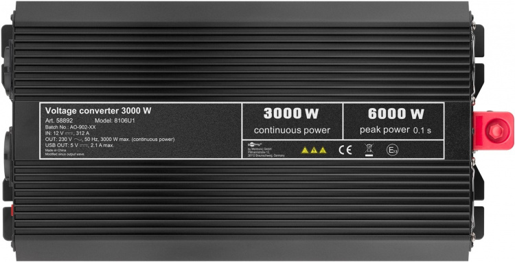Goobay Spänningsomvandlare DC/AC (12 V - 230 V/3000 W) USB omvandlar 12 V DC till 230 V AC