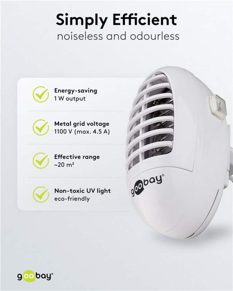 Goobay UV-LED-insektsdödare Elektrisk UV LED-insektsfälla för inomhusbruk Goobay UV-LED-insektsdödare Elektrisk UV LED-insektsfälla för inomhusbruk