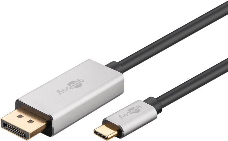 Goobay USB-C™ till DisplayPort™-adapterkabel, 2 m USB-C™-kontakt > DisplayPort™-kontakt Goobay USB-C™ till DisplayPort™-adapterkabel, 2 m USB-C™-kontakt > DisplayPort™-kontakt