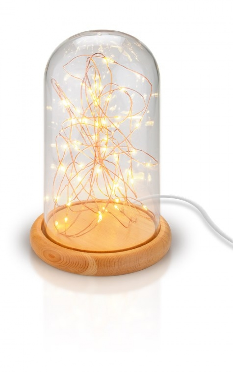 Goobay Glaskupa med mikro LED mikro-ljusslinga med träplatta, 115 cm USB-kabel, 5 m ljuskedja med 50 mikro-LED i varmvitt (2700 K) och strömbrytare (On/Off) Goobay Glaskupa med mikro LED mikro-ljusslinga med träplatta, 115 cm USB-kabel, 5 m ljuskedja med 50 mikro-LED i varmvitt (2700 K) och strömbrytare (On/Off)